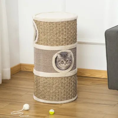 PawHut Barril Rascador para Gato 37.5x37.5x70 cm Caqui PawHut Barril Rascador para Gato 37.5x37.5x70 cm Caqui