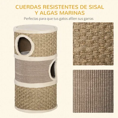 PawHut Barril Rascador para Gato 37.5x37.5x70 cm Caqui PawHut Barril Rascador para Gato 37.5x37.5x70 cm Caqui