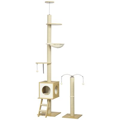 PawHut Árbol para Gato 40x40x285 cm Beige