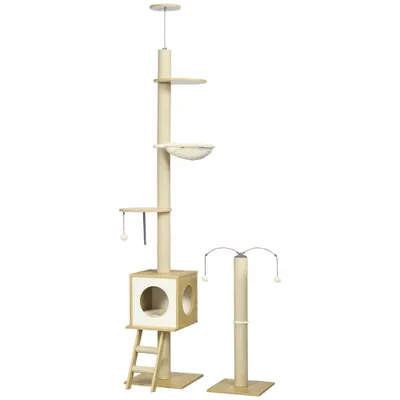 PawHut Árbol para Gato 40x40x285 cm Beige