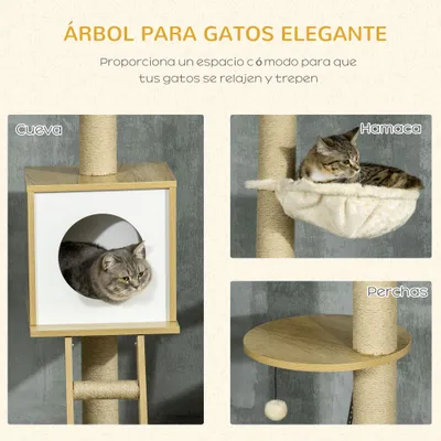 PawHut Árbol para Gato 40x40x285 cm Beige