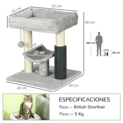 PawHut Árbol para Gato 40x40x48 cm Gris PawHut Árbol para Gato 40x40x48 cm Gris