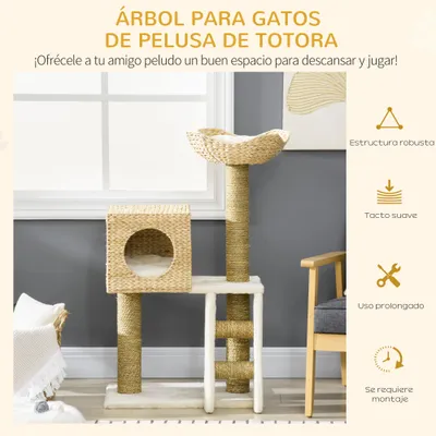PawHut Árbol para Gato 57x37x100.5 cm Madera Natural PawHut Árbol para Gato 57x37x100.5 cm Madera Natural