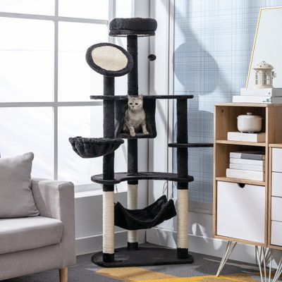PawHut Árbol para Gato 64.5x50.5x153 cm Gris Oscuro