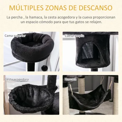 PawHut Árbol para Gato 64.5x50.5x153 cm Gris Oscuro PawHut Árbol para Gato 64.5x50.5x153 cm Gris Oscuro
