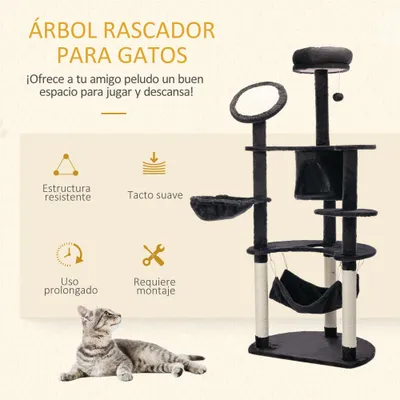 PawHut Árbol para Gato 64.5x50.5x153 cm Gris Oscuro PawHut Árbol para Gato 64.5x50.5x153 cm Gris Oscuro