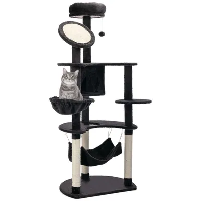 PawHut Árbol para Gato 64.5x50.5x153 cm Gris Oscuro
