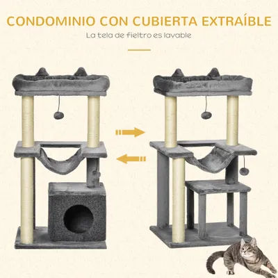 PawHut Árbol para Gatos 48x48x90 cm Gris PawHut Árbol para Gatos 48x48x90 cm Gris