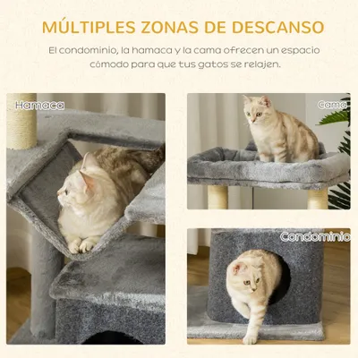 PawHut Árbol para Gatos 48x48x90 cm Gris PawHut Árbol para Gatos 48x48x90 cm Gris