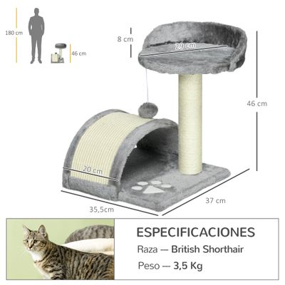 PawHut Árbol para Gato 35.5x37x46 cm Gris