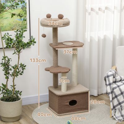 PawHut Árbol para Gato 48x40x133 cm Café