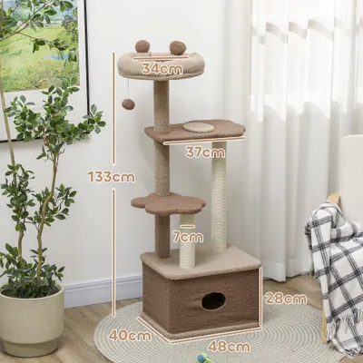 PawHut Árbol para Gato 48x40x133 cm Café
