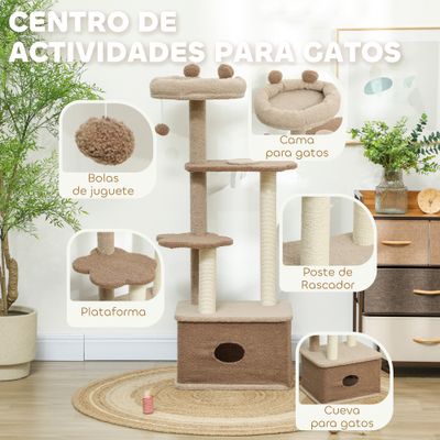 PawHut Árbol para Gato 48x40x133 cm Café