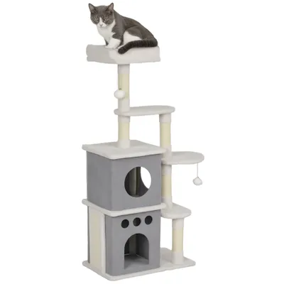 PawHut Rascador para Gato 56x34x126 cm Crema