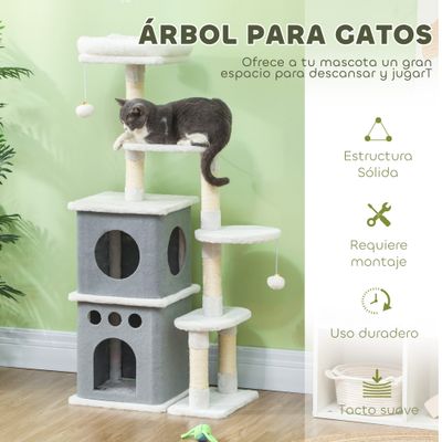 PawHut Rascador para Gato 56x34x126 cm Crema