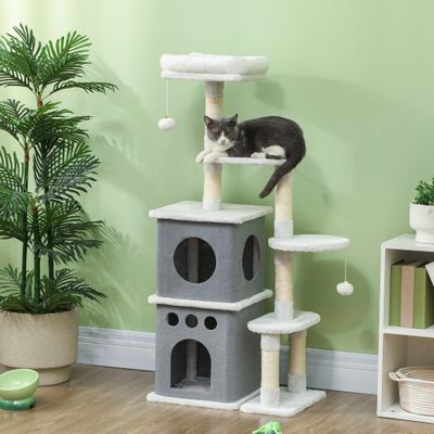 PawHut Rascador para Gato 56x34x126 cm Crema