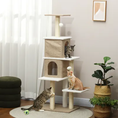 PawHut Árbol para Gato 48x40x140 cm Marrón