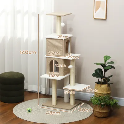 PawHut Árbol para Gato 48x40x140 cm Marrón