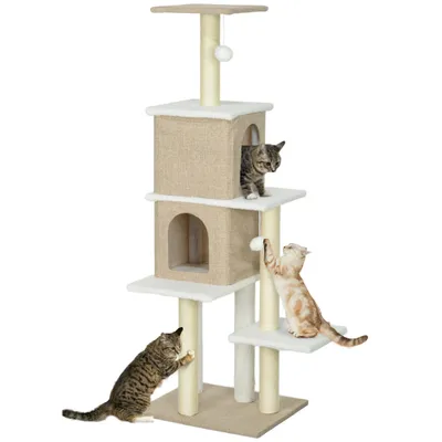 PawHut Árbol para Gato 48x40x140 cm Marrón