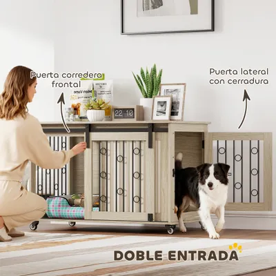 PawHut Jaula para Perro 100x56x65 cm Roble