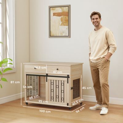 PawHut Jaula para Perro 100x56x81 cm Roble