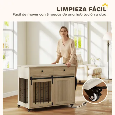 PawHut Jaula para Perro 100x56x81 cm Roble PawHut Jaula para Perro 100x56x81 cm Roble