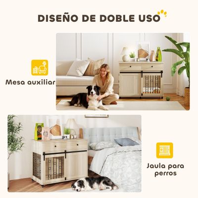 PawHut Jaula para Perro 100x56x81 cm Roble