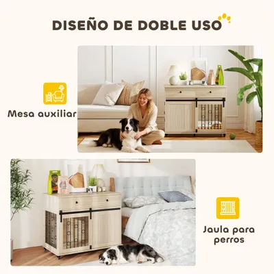PawHut Jaula para Perro 100x56x81 cm Roble PawHut Jaula para Perro 100x56x81 cm Roble