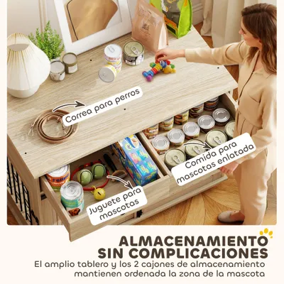 PawHut Jaula para Perro 100x56x81 cm Roble PawHut Jaula para Perro 100x56x81 cm Roble