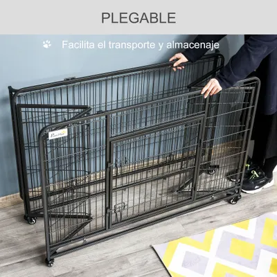 PawHut Jaula Metal Perro 125x76x81 cm Gris Oscuro PawHut Jaula Metal Perro 125x76x81 cm Gris Oscuro