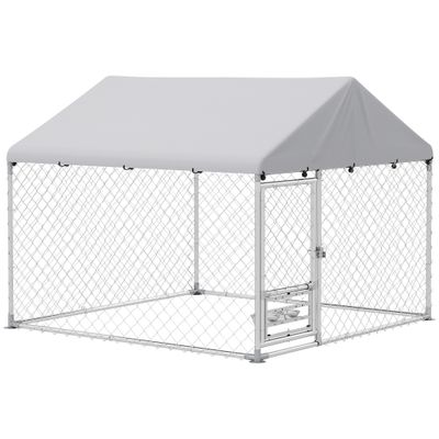 PawHut Perrera Exterior 200x200x154 cm Plata
