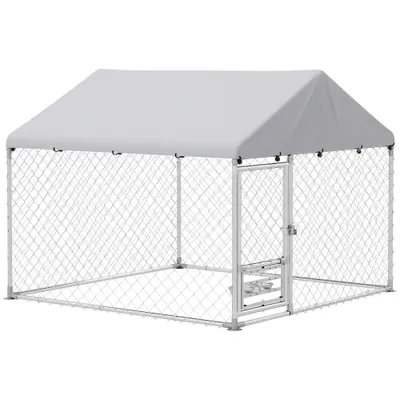 PawHut Perrera Exterior 200x200x154 cm Plata PawHut Perrera Exterior 200x200x154 cm Plata