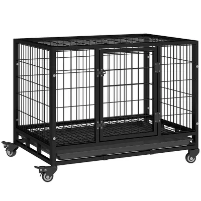 PawHut Jaula para Perro 92x62x75 cm Negro