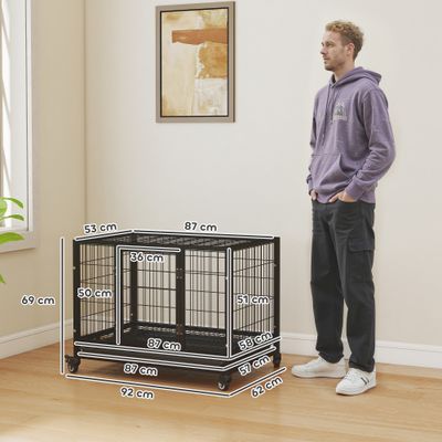 PawHut Jaula para Perro 92x62x75 cm Negro