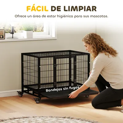 PawHut Jaula para Perro 92x62x75 cm Negro PawHut Jaula para Perro 92x62x75 cm Negro