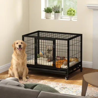 PawHut Jaula para Perro 92x62x75 cm Negro