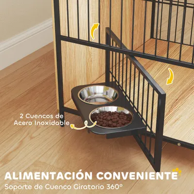PawHut Jaula para Perro 80x56x76.5 cm Roble PawHut Jaula para Perro 80x56x76.5 cm Roble