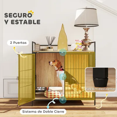 PawHut Jaula para Perro 80x56x76.5 cm Roble PawHut Jaula para Perro 80x56x76.5 cm Roble