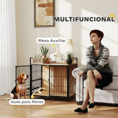 PawHut Jaula para Perro 80x56x76.5 cm Roble PawHut Jaula para Perro 80x56x76.5 cm Roble