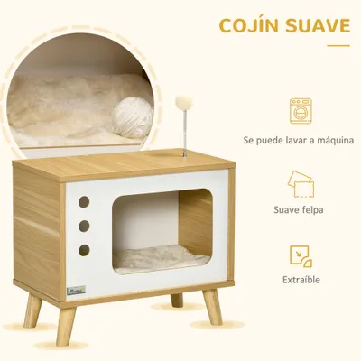 PawHut Caseta para Gato 50x28x43 cm Roble