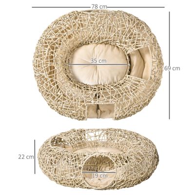 PawHut Cueva para Gato 78x69x22 cm Madera Natural