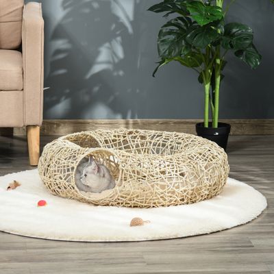 PawHut Cueva para Gato 78x69x22 cm Madera Natural