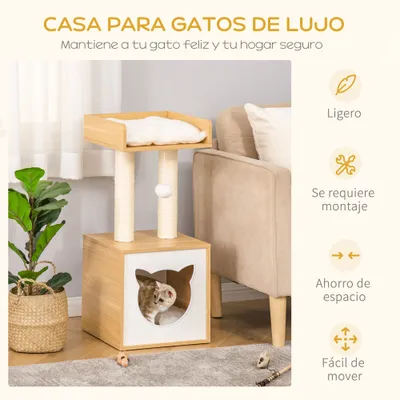 PawHut Árbol para Gato 35x35x81 cm Roble