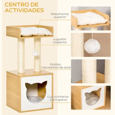 PawHut Árbol para Gato 35x35x81 cm Roble