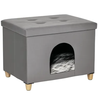 PawHut Cueva para Gato 60x45x44.5 cm Gris