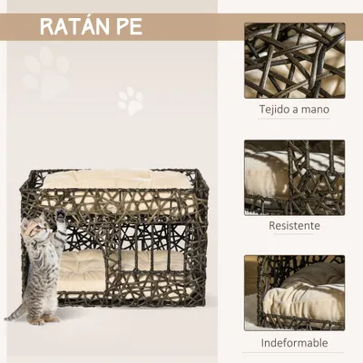 PawHut Cesta Ratán Gato 56x41x45 cm Café Oscuro PawHut Cesta Ratán Gato 56x41x45 cm Café Oscuro