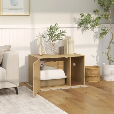 PawHut Mueble Arenero 80x50x50 cm Roble