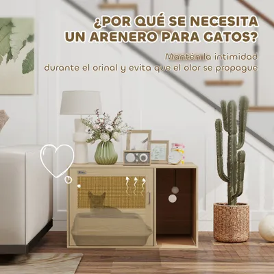 PawHut Mueble Arenero 80x50x50 cm Roble