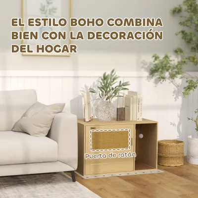 PawHut Mueble Arenero 80x50x50 cm Roble