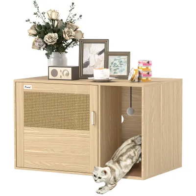 PawHut Mueble Arenero 80x50x50 cm Roble
